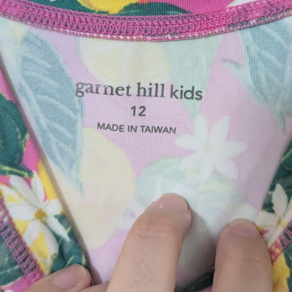 Garnet Hills Kids Lemon Print Rash Guard Swimwear Top Pink Yellow Girls 12 - Picture 5 of 8